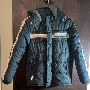 London Fog Puffer Jacket Black Lined Fleece Size 14-16